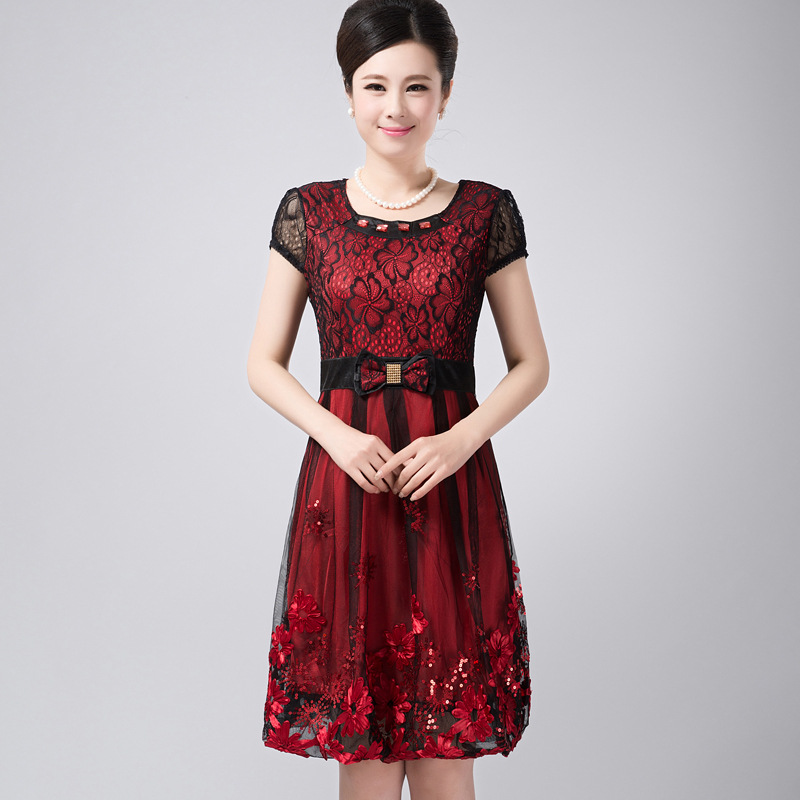 2014<em>夏季</em>新款<em>女士连衣裙</em>中年大码女装裙子 显