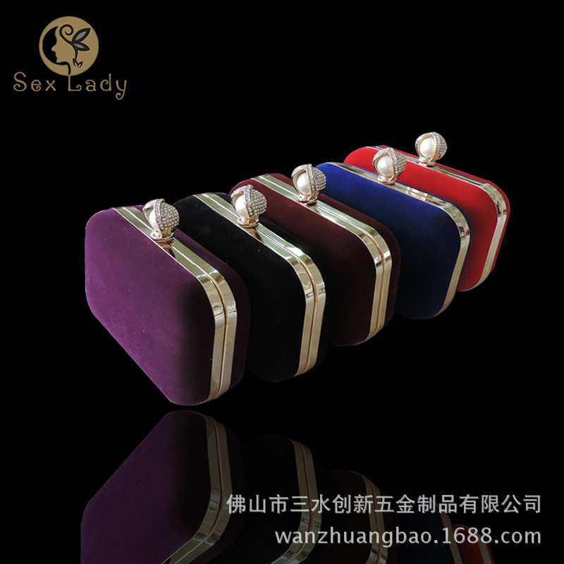 绒布珍珠头晚宴包11