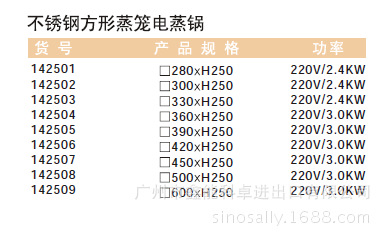 142501不锈钢方形蒸笼电蒸锅规格
