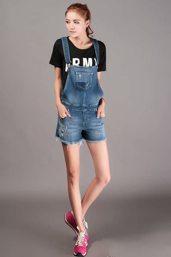 <em>时尚</em>休闲<em>女式</em>吊带牛仔<em>短裤</em> 新款<em>夏季</em>透气牛仔