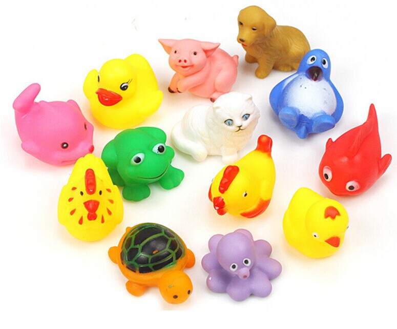 有13种可爱小动物,宝宝洗澡小玩具 儿童水上捏捏叫戏水玩具2907