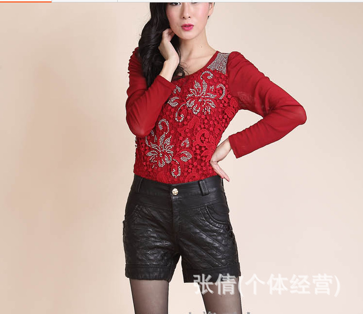 2014新款冬季<em>加厚皮短裤女秋冬</em>韩版显瘦PU皮