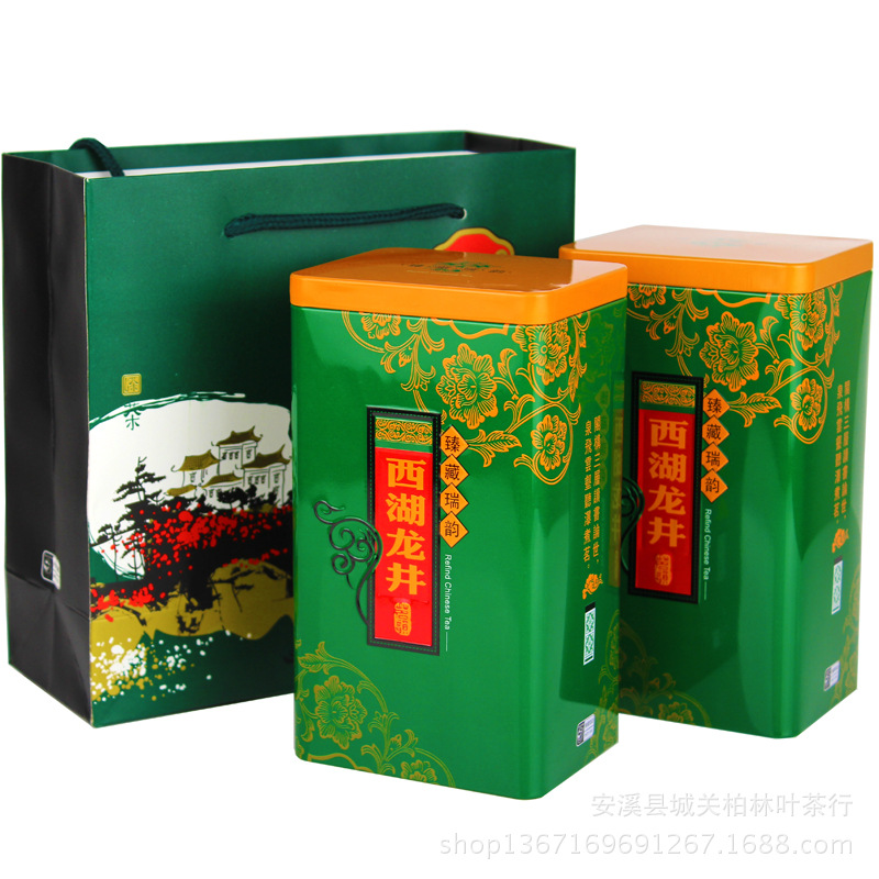 绿茶-品质西湖龙井绿茶 铁罐装2罐500g配手提