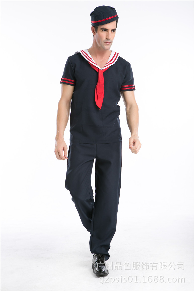 分码 蓝色海军服男款船长水手服 万圣节cosplay游戏服 制服诱惑