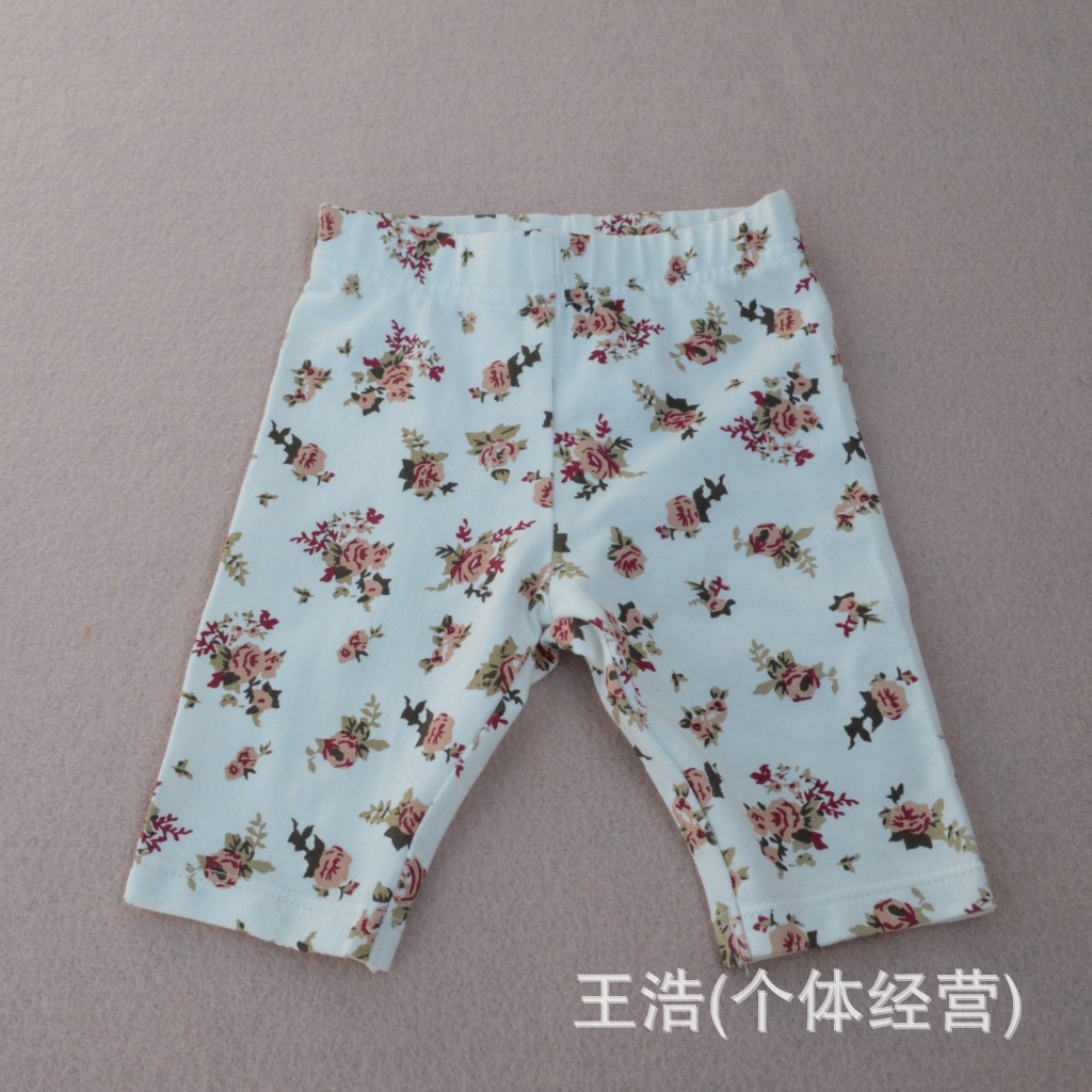 外贸原单纯棉<em>童短裤</em> 韩版碎花女童中裤五分裤