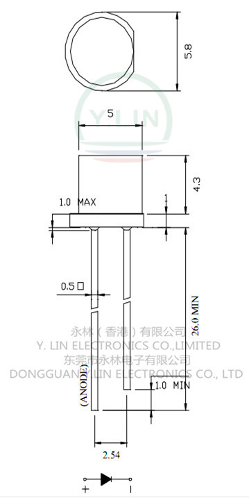 5mm發射管尺寸圖