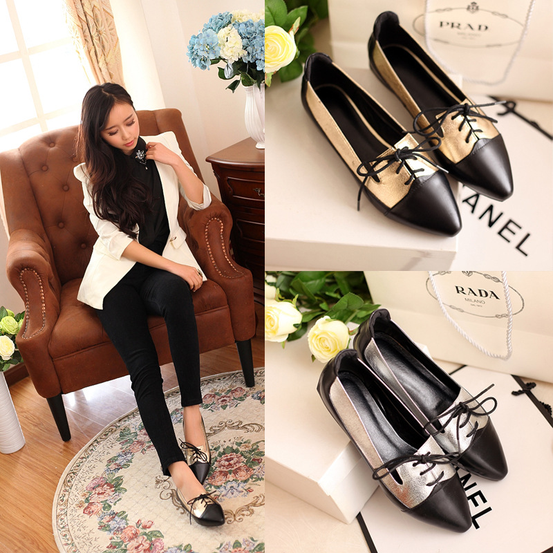 2014新款女式单鞋 平跟真皮<em>女鞋批发</em> <em>休闲</em>时尚