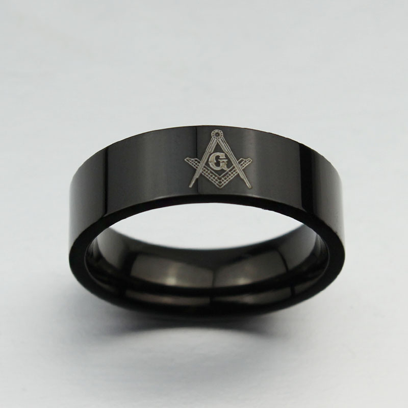 钛钢饰品批发 外贸出口首饰 男士戒指共济会标志 宗教指环r-076