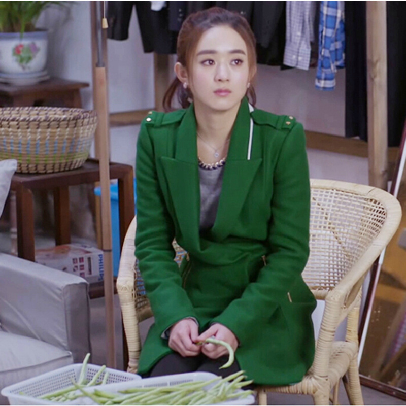 <em>杉杉</em>来了<em>薛杉杉</em>赵丽颖<em>同款</em> 秋冬新款绿色修身