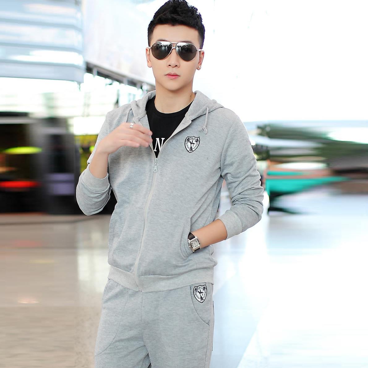 2014春装新款卫衣套装 卫衣<em>男</em>连帽<em>开衫</em>外套 休