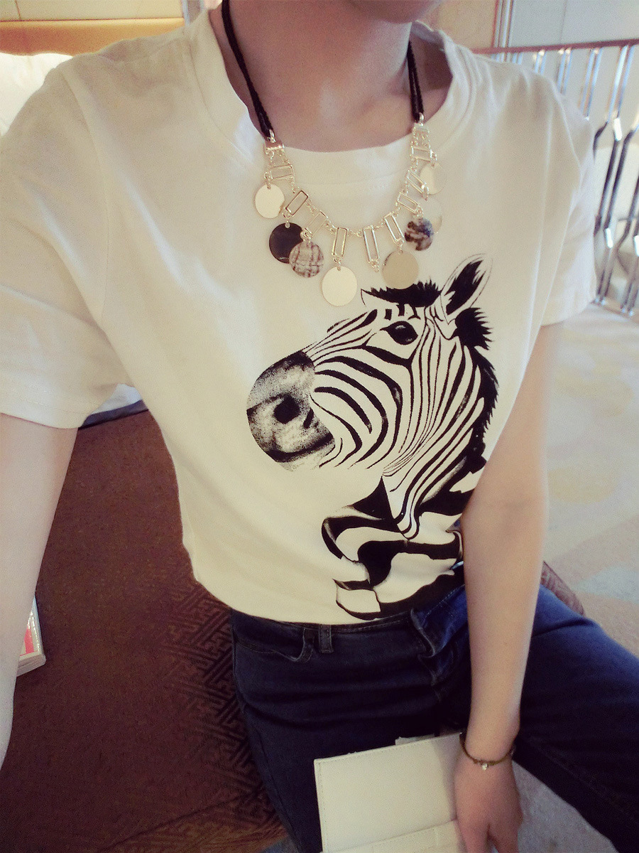 2014春装新款女T恤韩版个性斑马先生宽松大码