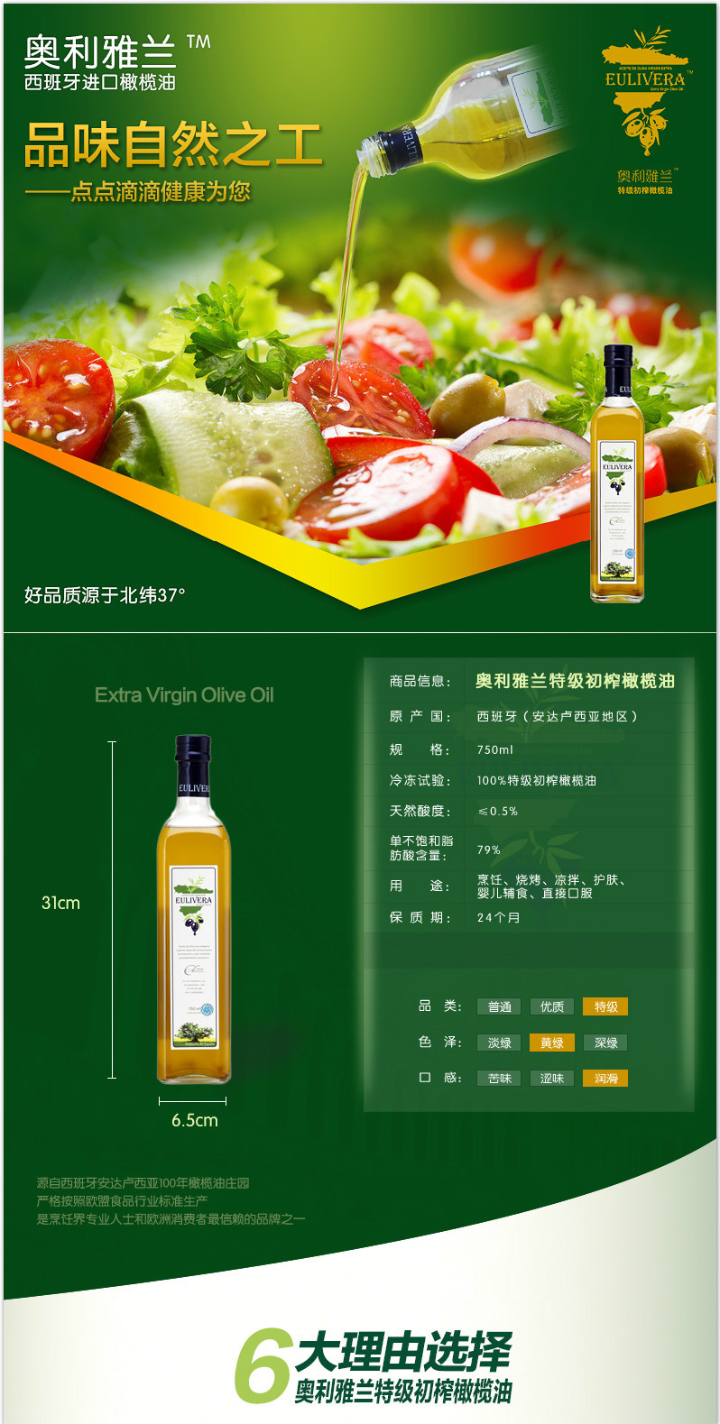厂家直销 西班牙原瓶进口特级初榨橄榄油750ml 食用护肤 一手货源