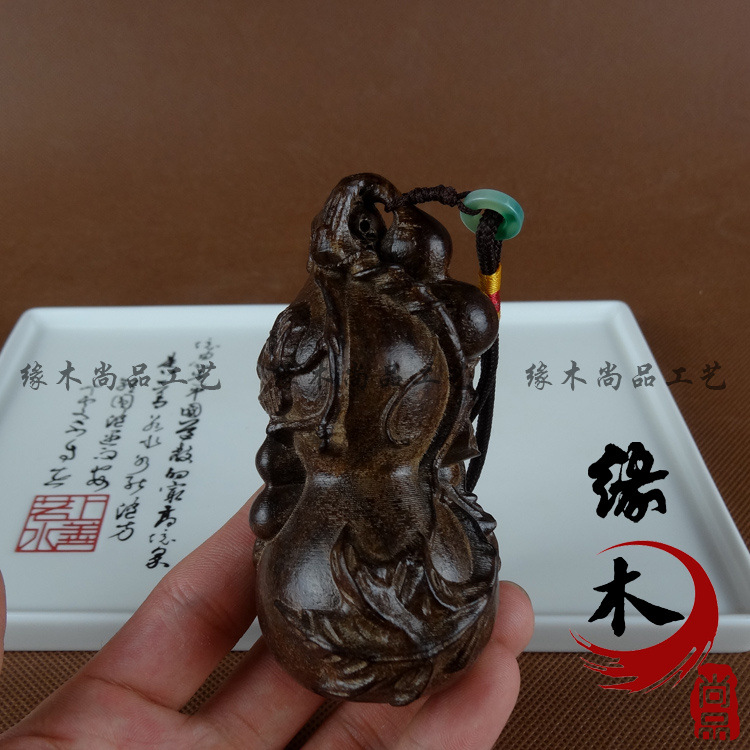 越南天然沉香木雕精品葫芦福禄摆件文玩手把件木质工艺品批发