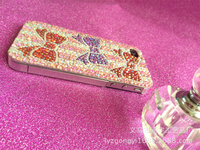 【HY-DIY手机壳\/多个蝴蝶结手机壳\/钻贴手机壳