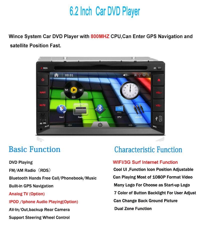 2615MX 6.2寸固定面板通用车载