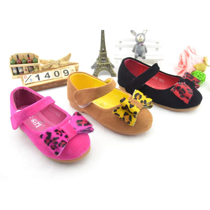 新款童皮鞋批发 春秋款品牌时尚童鞋蝴蝶结魔术贴公主儿童单鞋