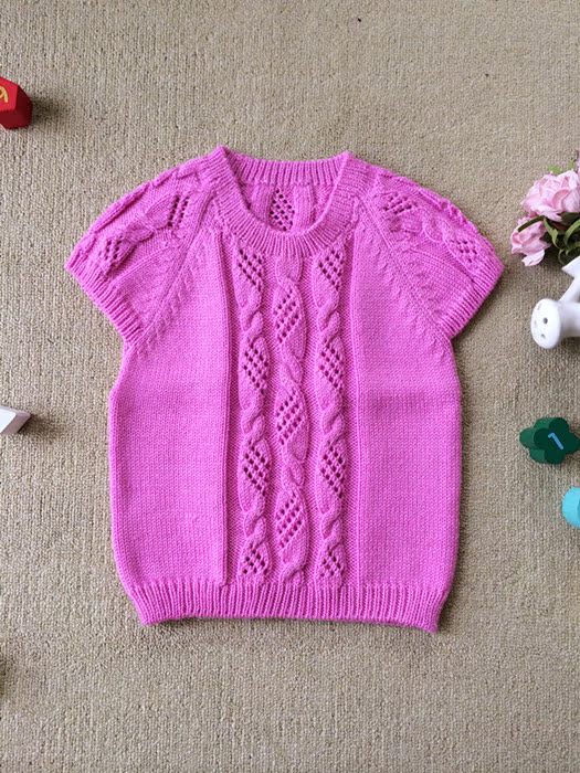 童<em>毛衣</em>-新 手工编织儿童羊毛<em>背心</em> 宝宝女童<em>手织</em>