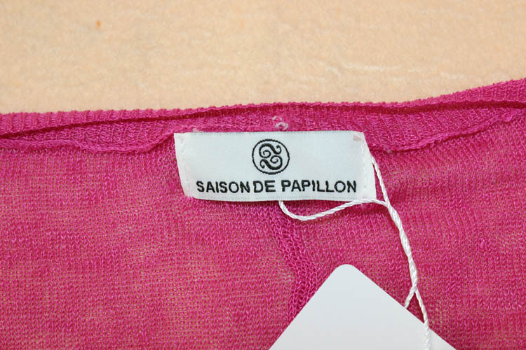 女式<em>针织</em>衫-2014新款 <em>亚麻</em>半透超薄款开叉长袖