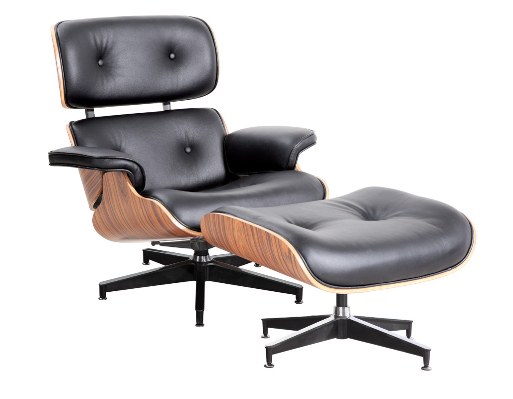 eames lounge chair胶合板真皮午休躺椅含脚凳 休闲伊姆斯躺椅子图片,
