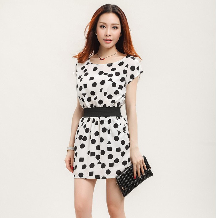 特价夏新款<em>简单大方</em>时尚<em>女装</em> 韩版短袖圆点显