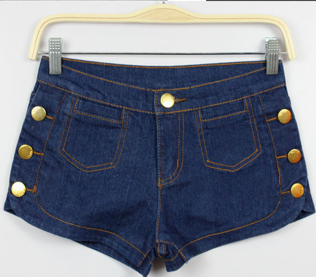 2014夏季新款女装韩版时尚<em>侧排扣</em>气质深色牛