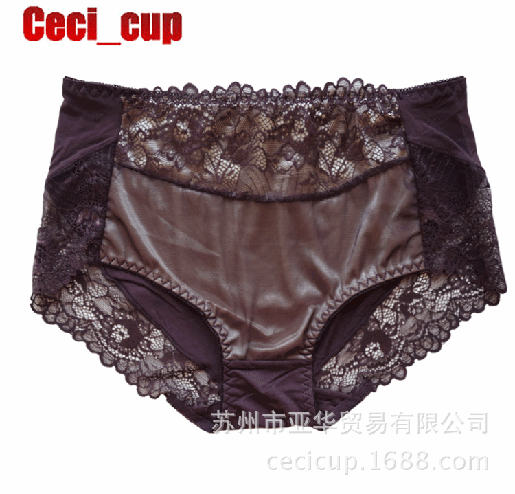 <em>女内裤批发</em> 中高腰大码 加大 蕾丝边内裤 收腹女