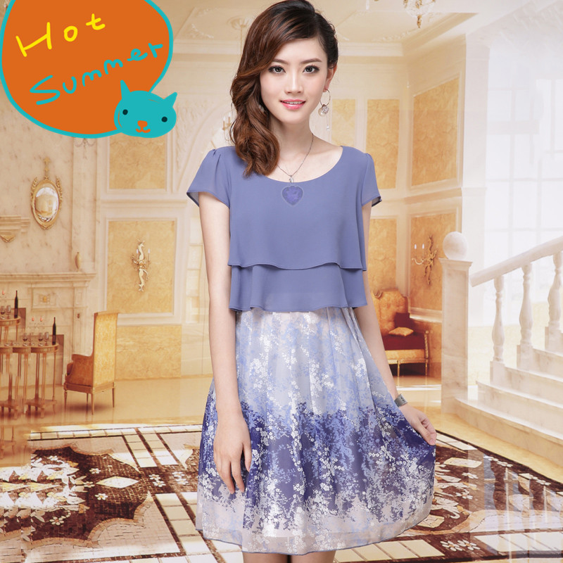 <em>欧洲站</em>2014新款<em>女装</em> 欧美时尚碎花修身<em>大码</em>显