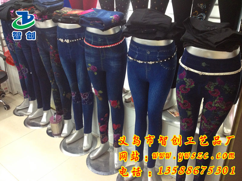 印花牛仔打底裤08