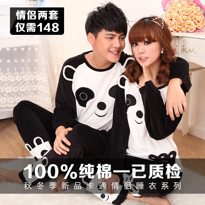 一件代发春秋全棉情侣<em>睡衣批发</em> 卡通男<em>女</em>生长