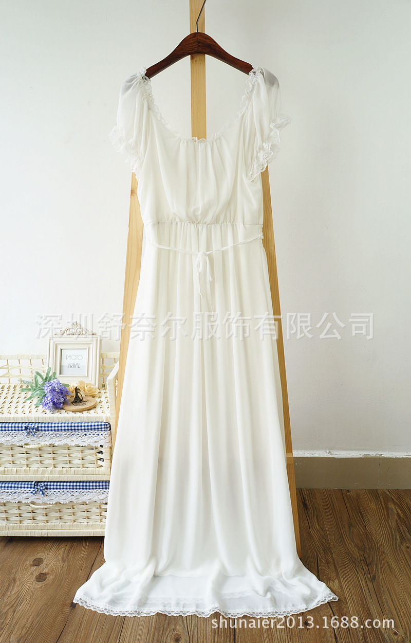【公主仙女范 <em>唯美少女</em>系双层雪纺蕾丝睡裙长