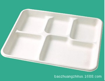 一次性餐具 環保濕壓紙托 白色甘蔗渣材料紙托包裝