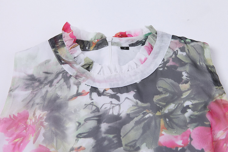 【2014印水墨画天丝长裙优雅简洁现货批发连