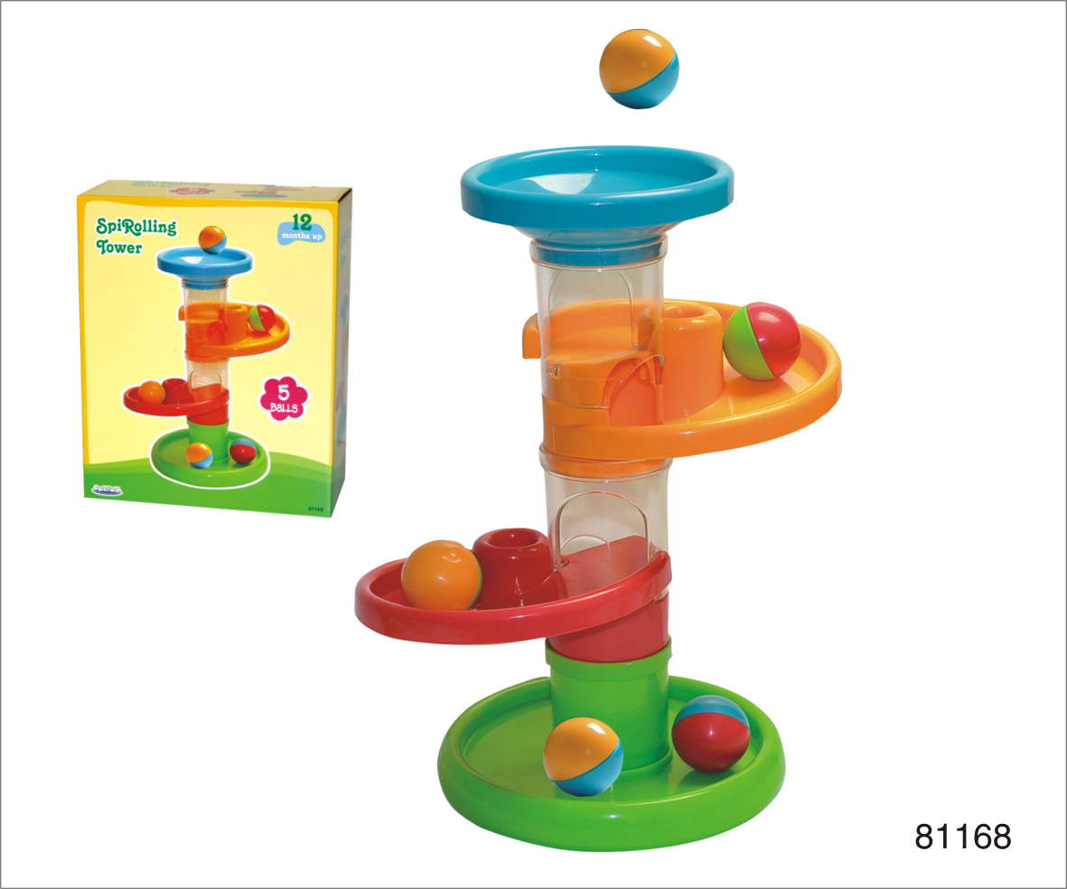 积木-小球滚动旋转塔 1岁幼儿拼装玩具 安全塑