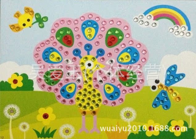 卡通制作钻石贴画,儿童益智拼图玩具,手工制作,立体画图片,卡