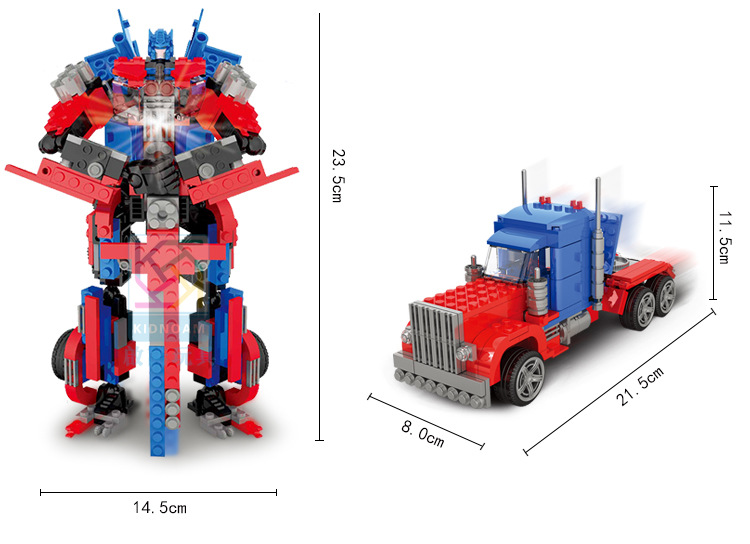 启诺益智拼装积木玩具 二合一变形金刚 暴龙擎天柱合体 331pcs