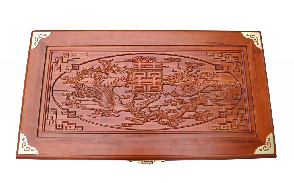 龙凤双喜 红木色 83x45x38cm (4)