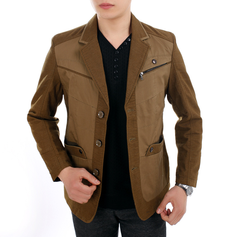 2014新品<em>男春装</em>七皮狼<em>夹克</em>男士<em>外套</em>西装领休