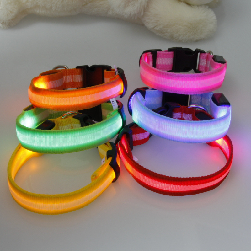2.5cm条纹光纤狗项?个规?个颜 发光狗项 (4)