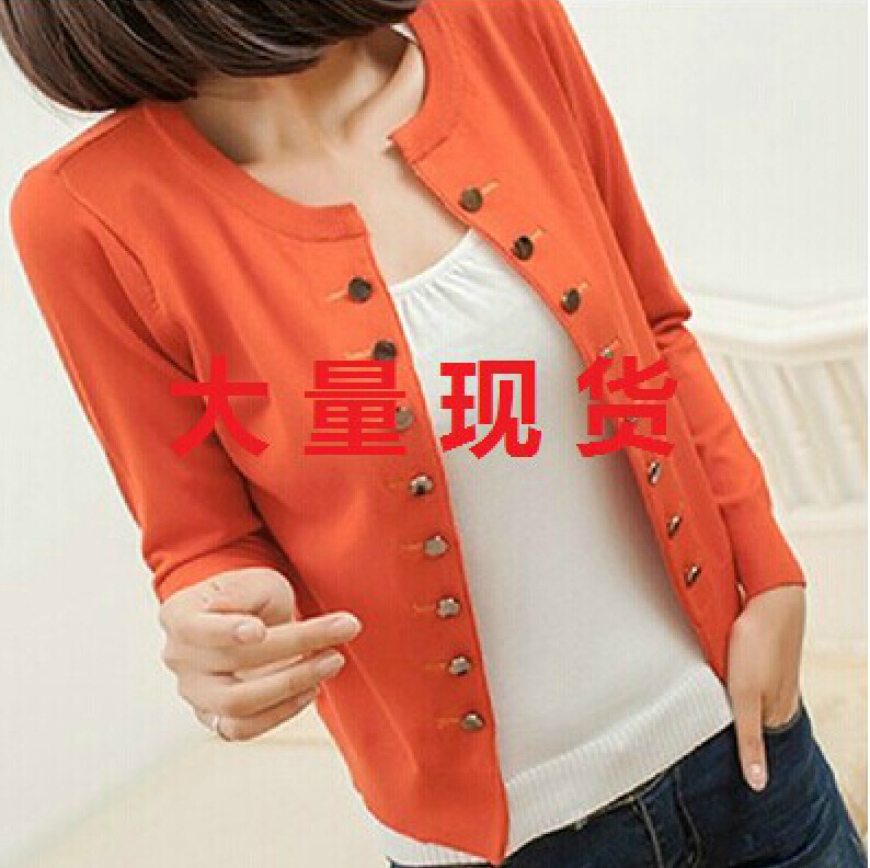 14年新款外套薄款外搭<em>针织衫女开衫春秋</em>短款