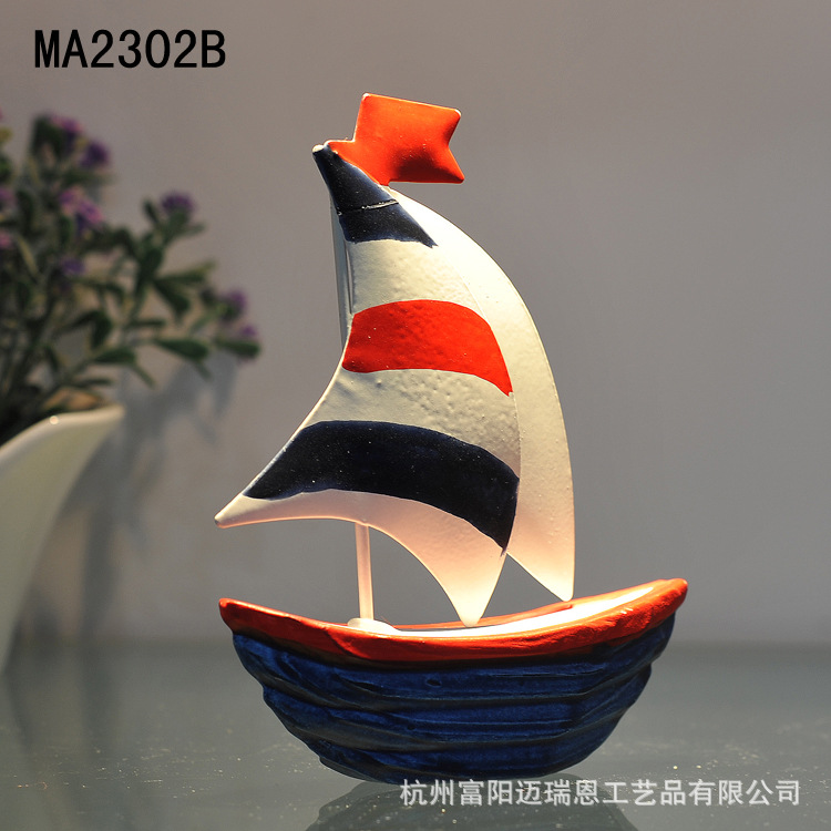 小帆船 创意家居摆件 彩色小船 迷你 地中海风格小船 ma2301-2