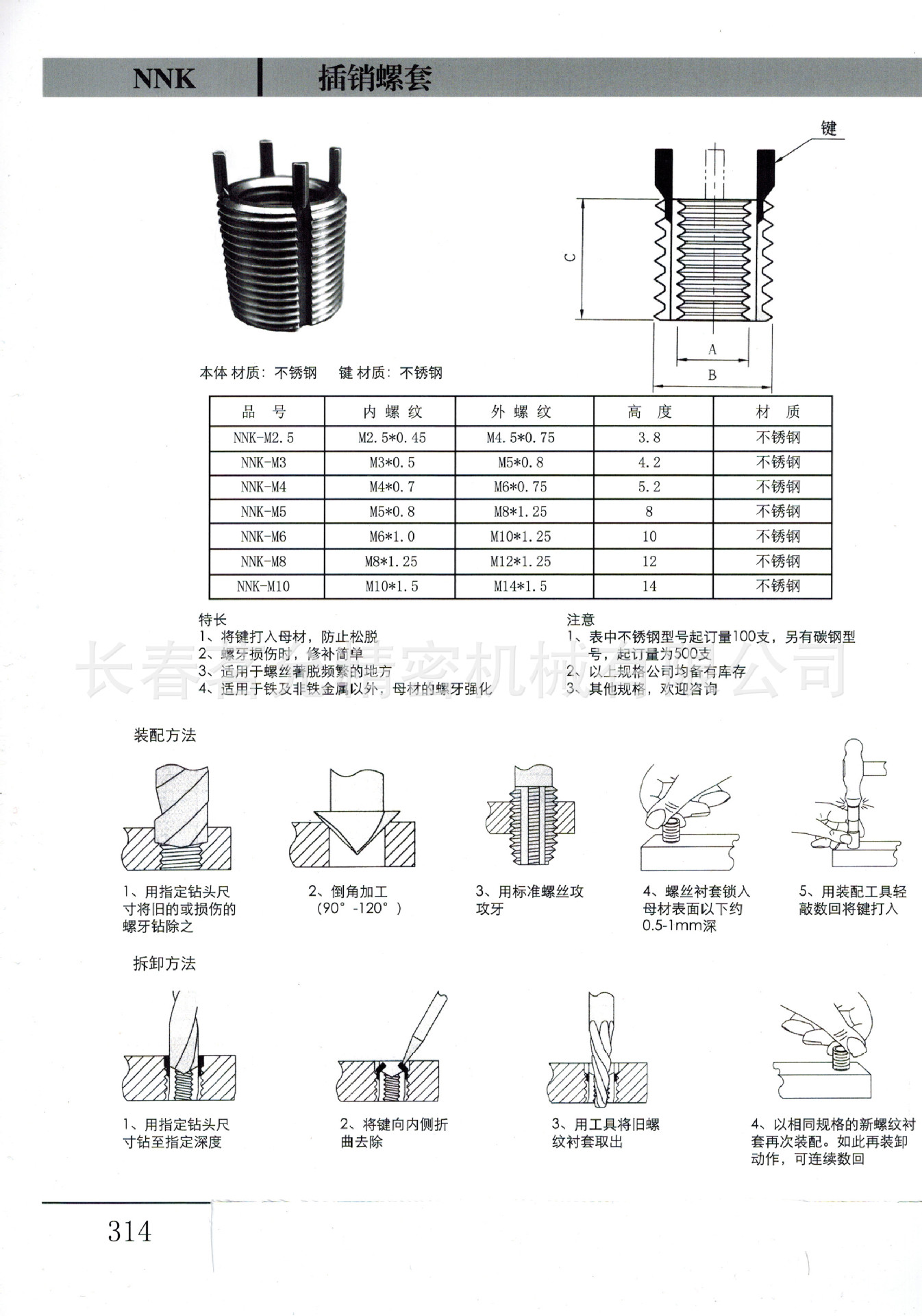 优惠价供应国产,插销螺套,nnk长春茗允建店特惠批发零售