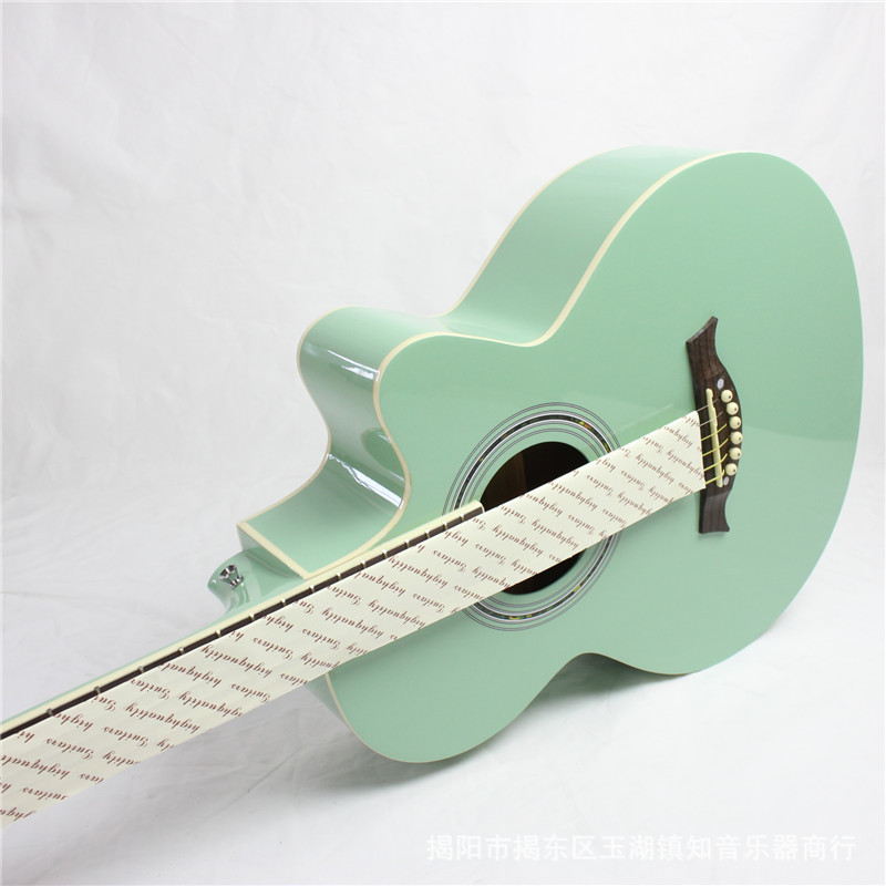 39寸莱尔斯绿色 木吉他 标准演唱吉他 高档缺角