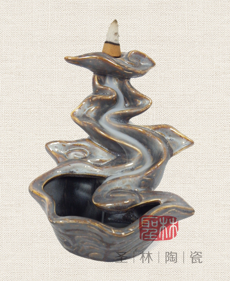 瓷 流烟香熏炉 烟倒流瀑布香炉 祥云瑞气观香 厂