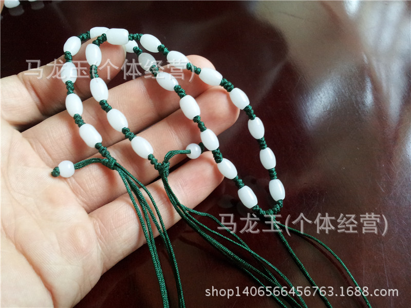 可伸缩白玉米珠项链挂绳 纯手工编织吊坠绳 厂家现货供应批发