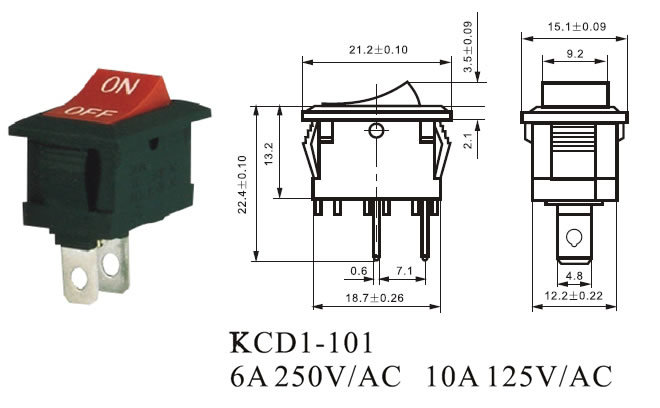 kcd1345船型开关 圆形 三档带灯船形开关 防水 翘板开关 圆形开关