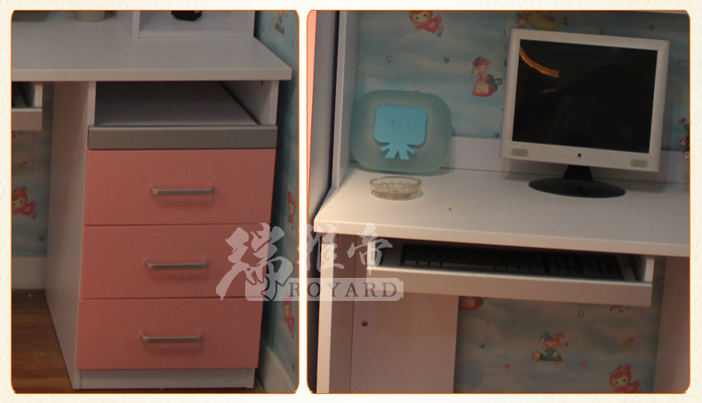 瑞雅帝家具 厂家直销 批发儿童书桌简约现代 儿童连体书桌柜