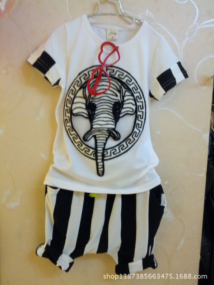 童装 男童夏装2014新款运动套装儿童大象休闲