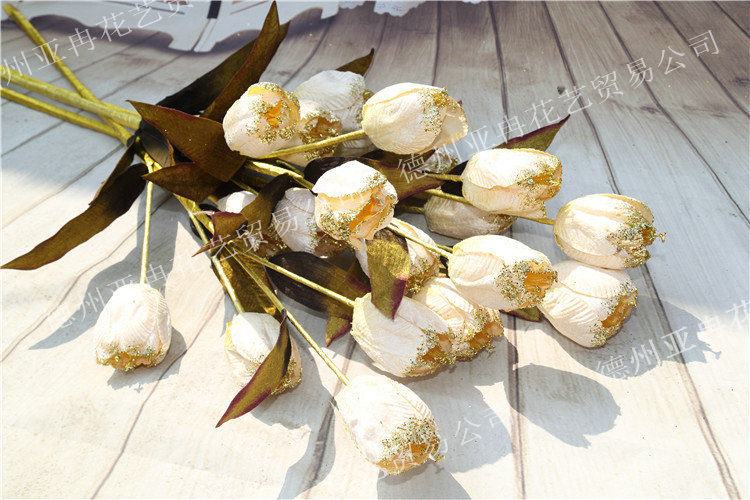 批发采购仿真植物-厂家生产 五头金粉郁金香人