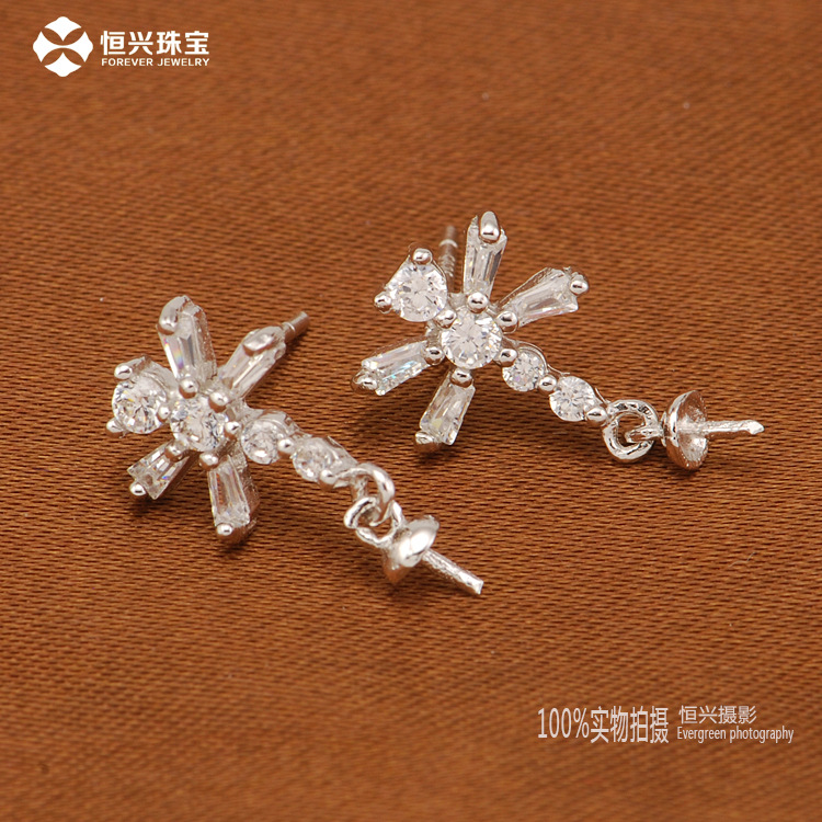 925纯银蜻蜓珍珠耳钉托,韩式纯银耳饰,不过敏,正品,含量足