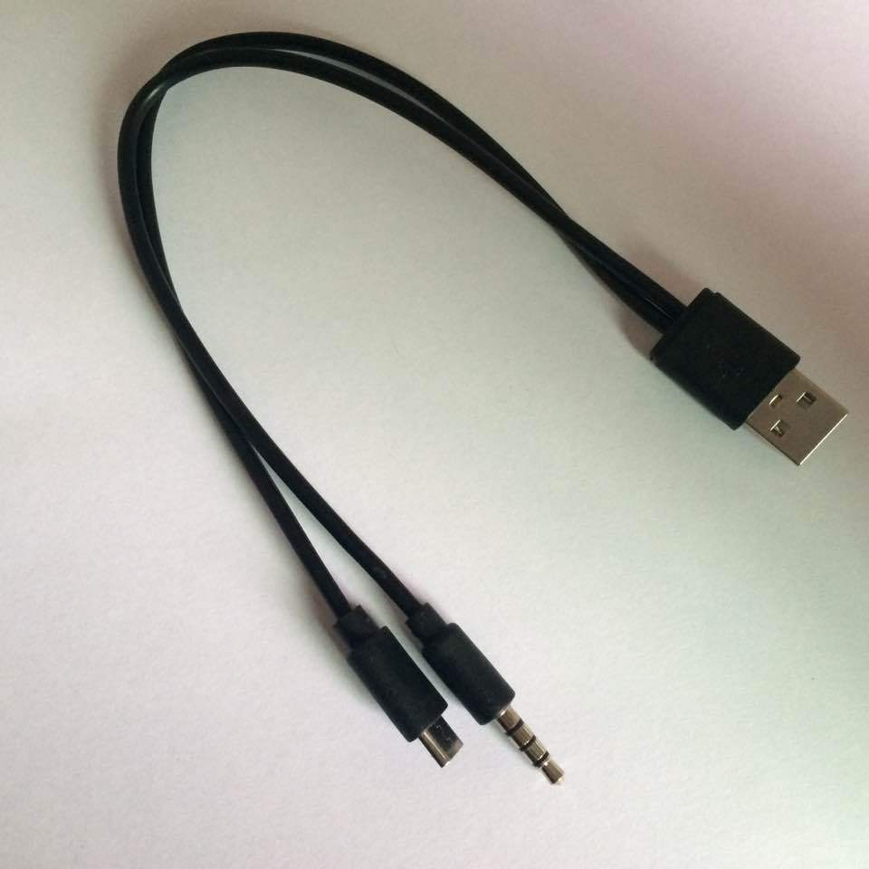 micro 3.5音频对usb 蓝牙二合一数据充电线.蓝牙一拖二数据充电.